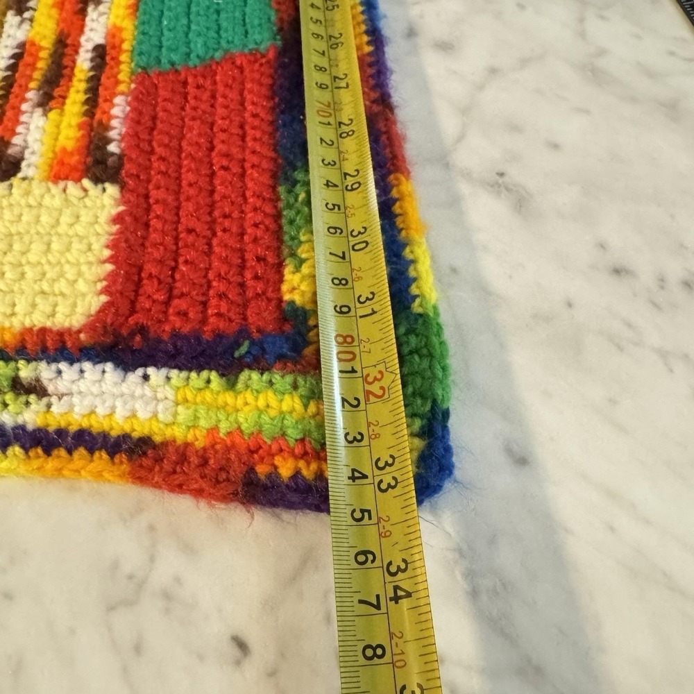 Vintage Hand Crocheted Multicolor Patchwork Granny Square Baby Afghan Throw - Picture 6 of 6